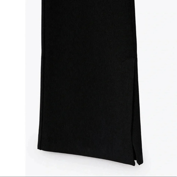 ZARA | SLIT RIBBED FLARE TROUSER - Picture 3 of 14